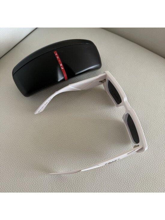 NEW PRADA Sunglasses White Silver Square 100% Authentic main image 11